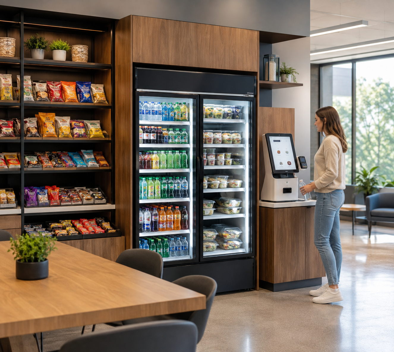 Modern office micro market self-checkout